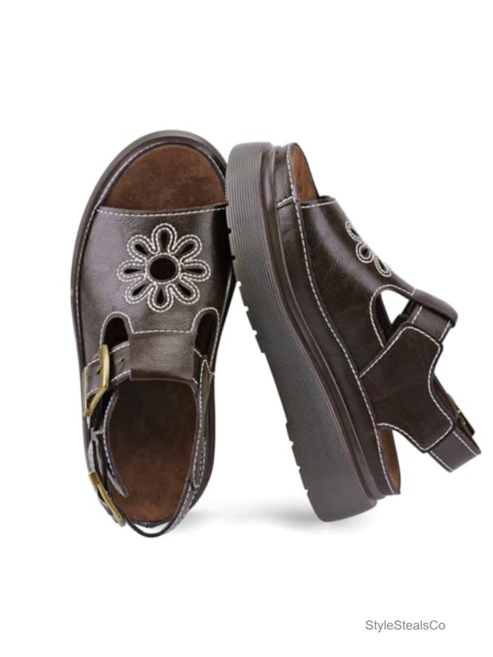 KIFIWUI Platform Sandals for Women Chunky Ankle Buckle Casual Open Toe